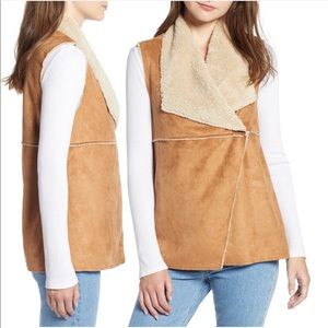Dylan Faux Suede and Shearling Vest, Size XS